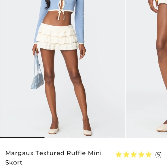Edikted Ruffle Mini Skort in Cream - Picture 1 of 5